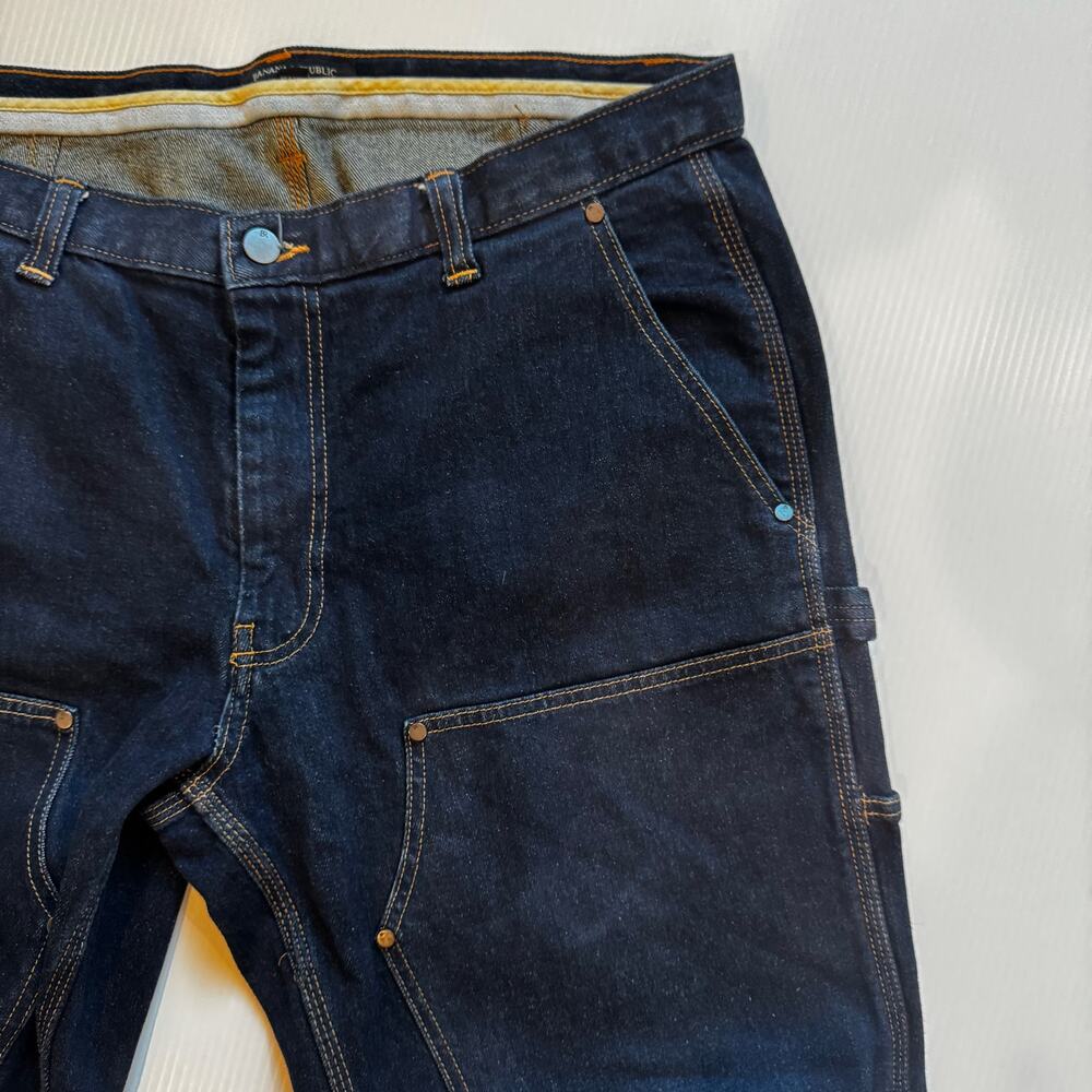Banana Republic Straight Carpenter Jeans 35x36 Double Knee Utility Dark Big Tall - Picture 13 of 16